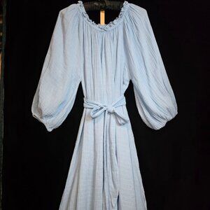 Anaak Lalija Off-the-shoulder Cotton-muslin Maxi Dress - Blue 2